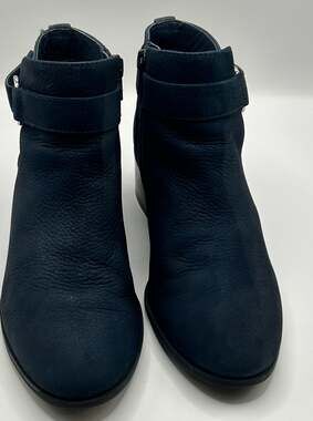 Giani Bernini Putneyy Navy Blue Leather Ankle Boots Size 5M